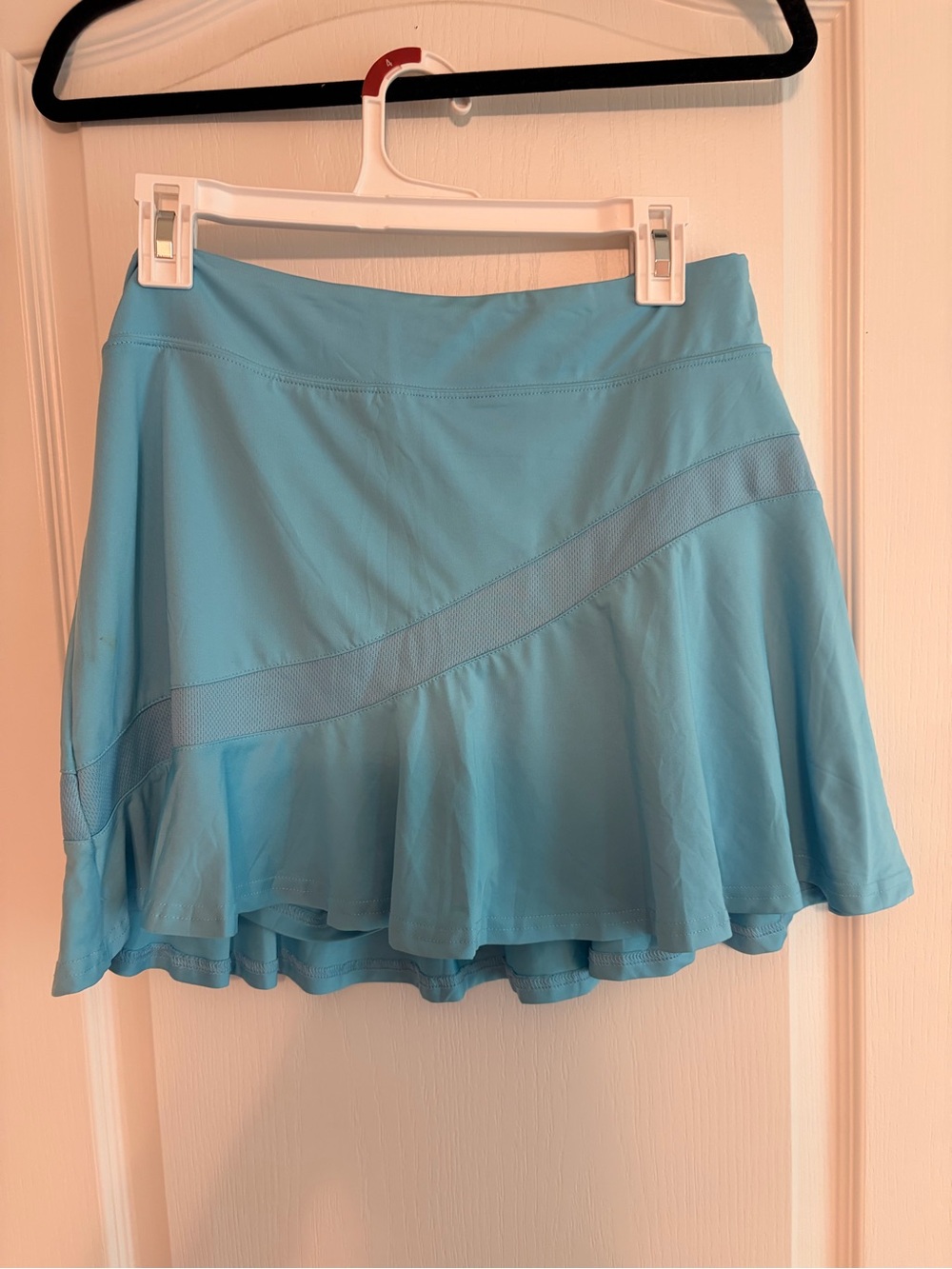 Light Blue Women's Skater Tennis Skirt with Flounce Hem